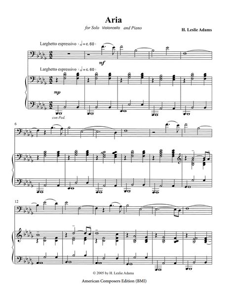 Aria : For Violoncello and Piano (2005).