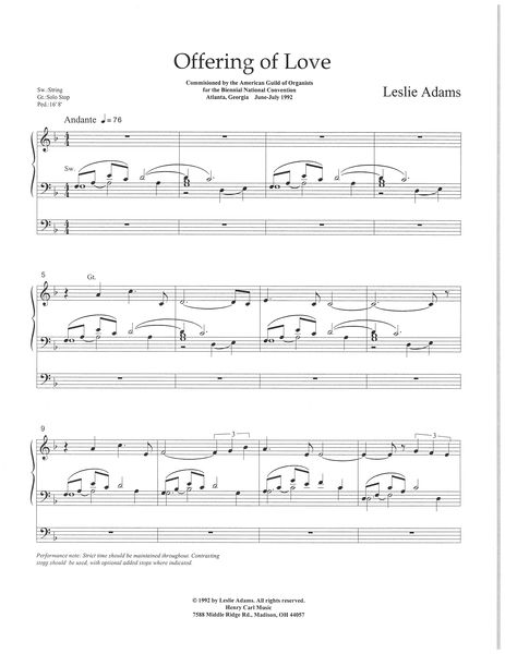 Offering of Love : For Solo Organ (1992).