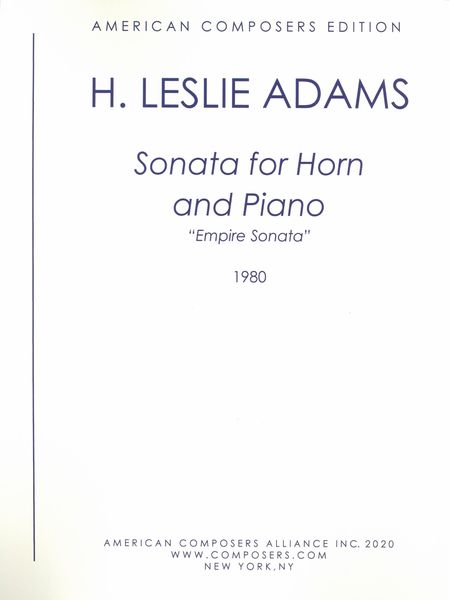 Sonata : For Horn and Piano (Empire Sonata) (1980).