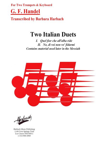 Two Italian Duets : For Two Trumpets and Keyboard / transcribed by Barbara Harbach [Download].