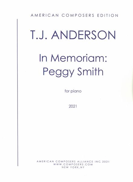 In Memoriam Peggy Smith : For Piano (2021).
