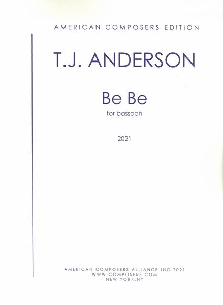 Be Be : For Bassoon (2021).