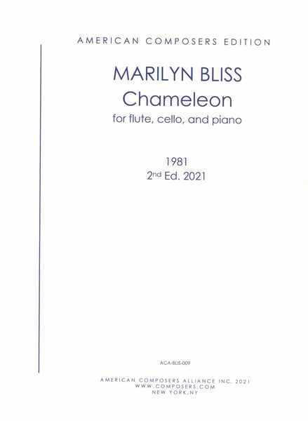 Chameleon : For Flute, Cello and Piano (1981) - Second Edition, 2021.