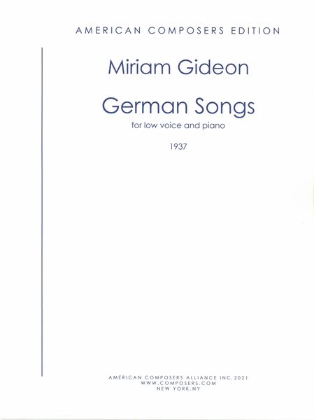 German Songs : For Low Voice and Piano (1937).