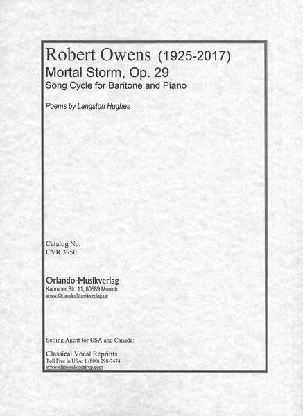 Mortal Storm, Op. 29 : For Baritone and Piano / Text by Langston Hughes.