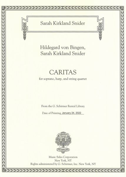Caritas : For Soprano, Harp and String Quartet (2021).