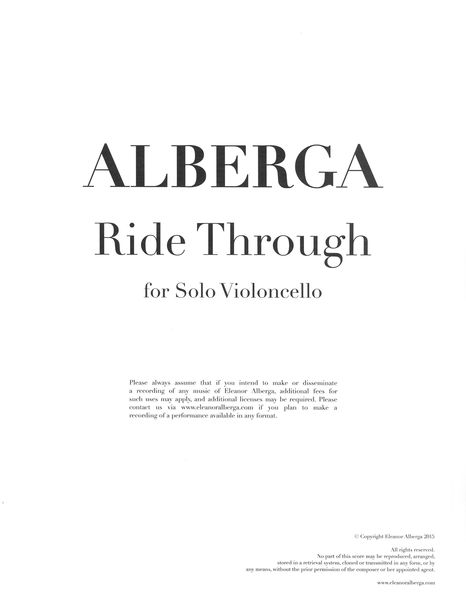 Ride Through : For Solo Violoncello (2015).