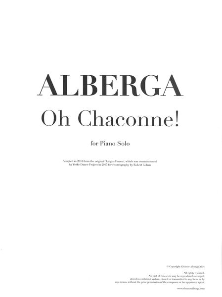 Oh Chaconne! : For Piano Solo (2018).