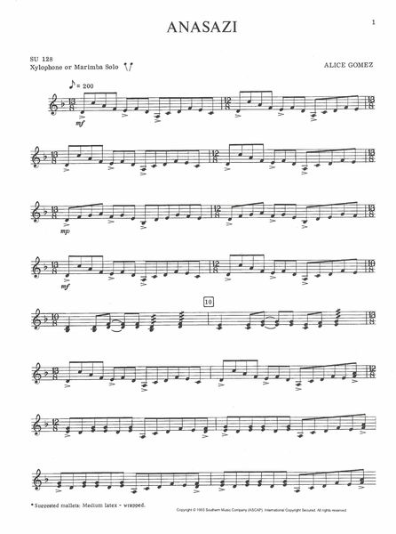 Anasazi : For Xylophone Or Marimba Solo.