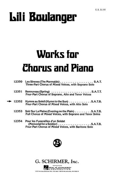 Hymne Au Soleil (Hymn To The Sun) : For SATB Chorus With Alto Solo.