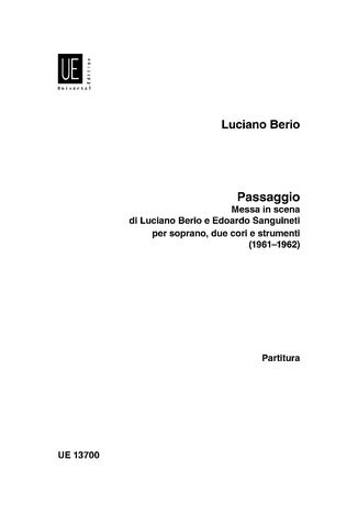 Passaggio - Messa In Scena Di Luciano Berio E Edoardo Sanguineti (1961-1962).