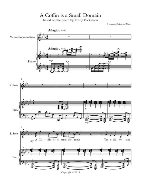 A Coffin Is A Small Domain : For Soprano and Piano (2015) [Download].