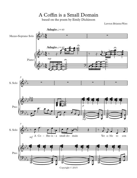 Coffin Is A Small Domain : For Soprano and Piano (2015) [Download].