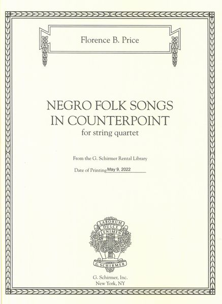 Negro Folk Songs In Counterpoint : For String Quartet.