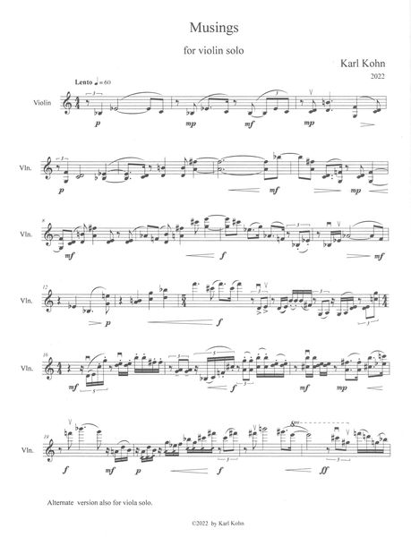 Musings : For Violin Solo (2022).