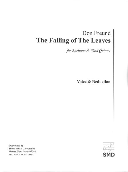 Falling of The Leaves : For Baritone and Wind Quintet (1971) - Piano reduction.