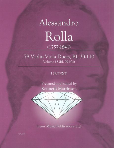 78 Violin-Viola Duets, Bi. 33-110 : Vol. 18 (Bi. 99-102) / edited by Kenneth Martinson.