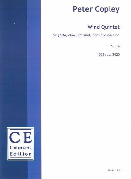 Wind Quintet : For Flute, Oboe, Clarinet, Horn and Bassoon (1995, Rev. 2020) [Download].