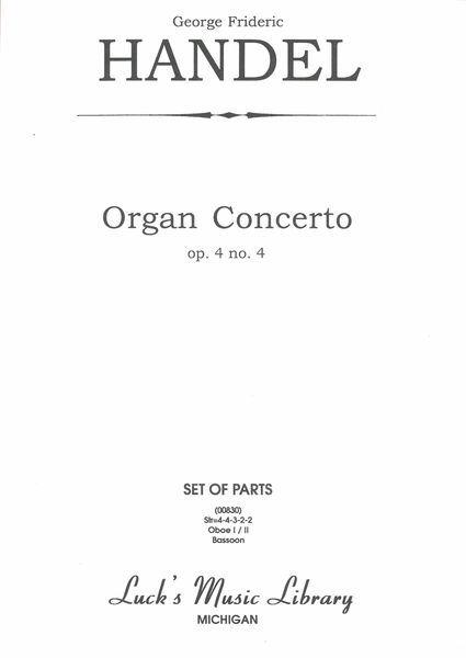 Organ Concerto No. 4, In F Major, Op. 4 : For Organ, Cembalo and Strings.