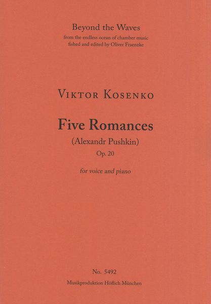 Five Romances (Alexandr Pushkin), Op. 20 : For Voice and Piano.