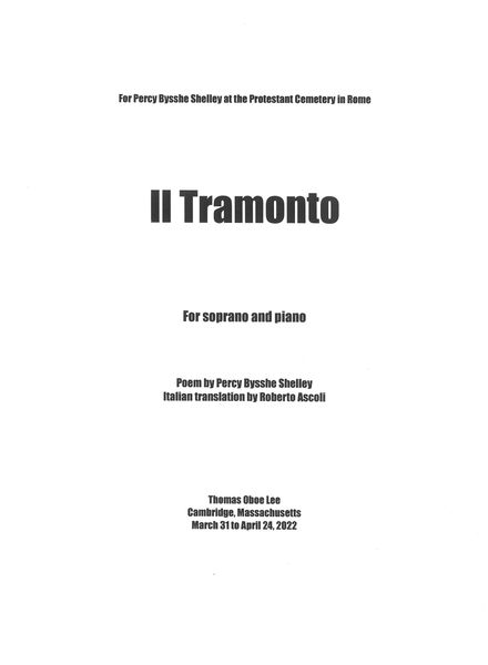 Il Tramonto : For Soprano and Piano (2022).