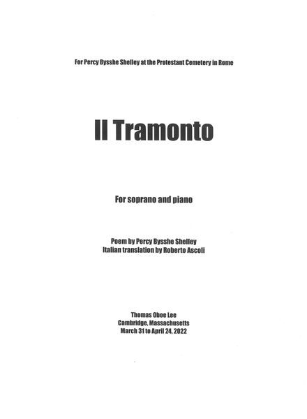 Tramonto : For Soprano and Piano (2022).