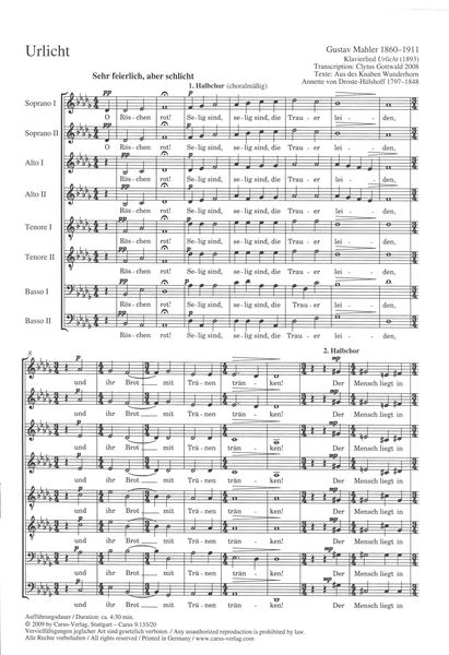 Ulricht : For SSAATTBB Chorus / trans. Clytus Gottwald.
