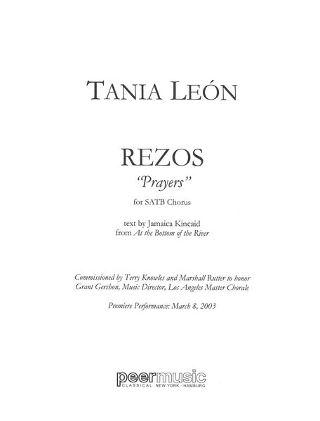 Rezos (Prayers) : For SATB Chorus.