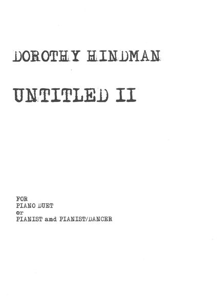 Untitled II : For Piano Duet, Or Pianist and Pianist/Dancer (2020).