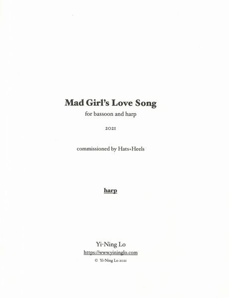 Mad Girl's Love Song : For Bassoon and Harp (2021) [Download].