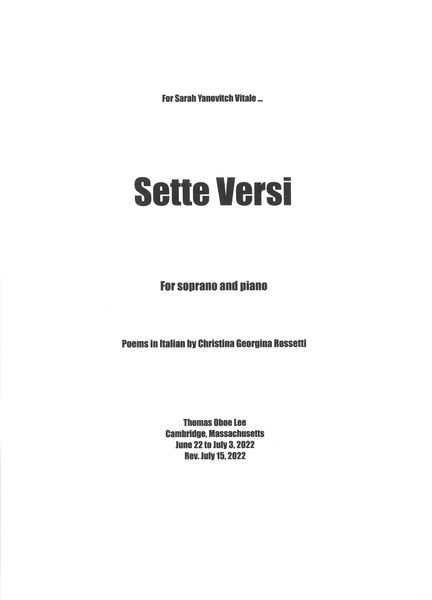 Sette Versi : For Soprano and Piano (2022).