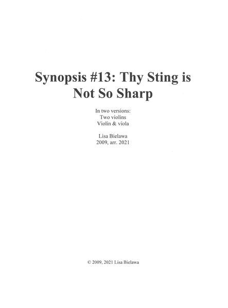 Synopsis No. 13 - They Sting Is Not So Sharp : Versions For Two Violins and Violin & Viola [Download