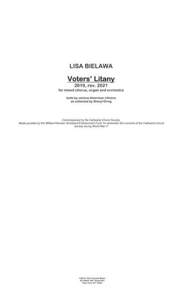 Voters' Litany : For Mixed Chorus, Organ and Orchestra (2019, Rev. 2021) [Download].