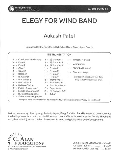 Elegy : For Wind Band.