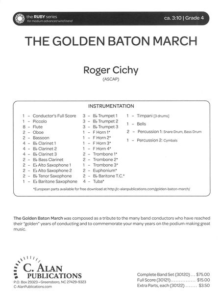 Golden Baton March : For Wind Band.