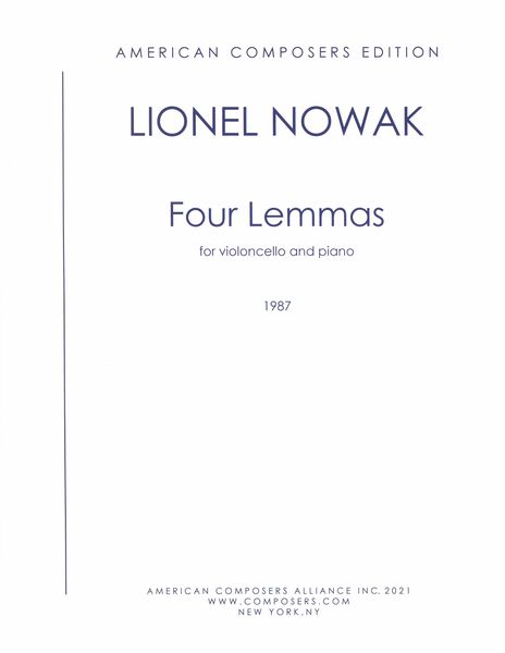 Four Lemmas : For Violoncello and Piano (1987).