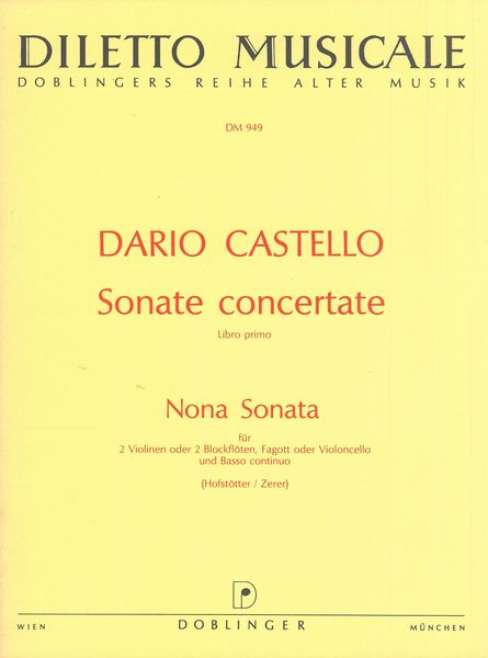 Sonate Concertate, Libro Primo : Nona Sonata For 2 Vlns, Bsn (Or Cello) & Continuo.
