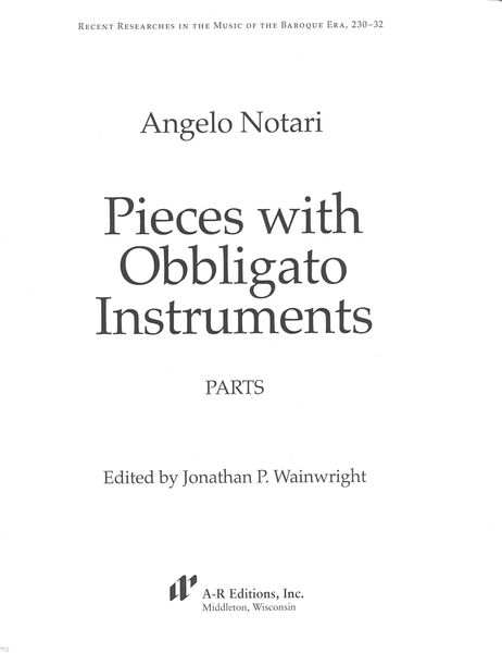 Pieces With Obbligato Instruments : Parts / edited by Jonathan P. Wainwright.