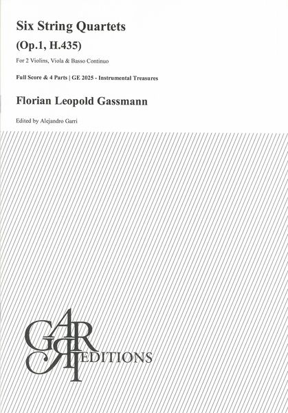 Six String Quartets, Op. 1, H. 435 : For 2 Violins, Viola and Basso Continuo / Ed. Alejandro Garri.