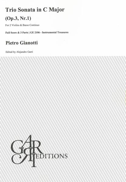 Trio Sonata In C Major, Op. 3 Nr. 1 : For 2 Violins and Basso Continuo / Ed. Alejandro Garri.
