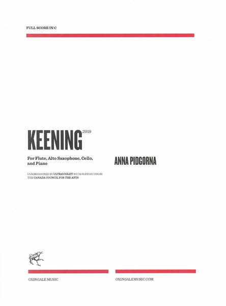 Keening : For Flute, Alto Saxophone, Cello and Piano (2019).