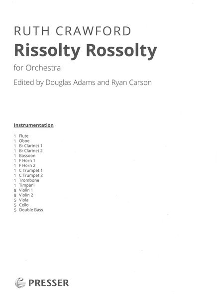 Rissolty Rossolty : For Orchestra / edited by Douglas Adams and Ryan Carson.