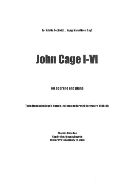 John Cage I-VI : For Soprano and Piano (2023).