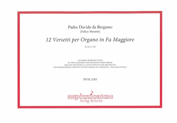 12 Versetti Per Organo In Fa Maggiore, Cfmp.R 1379.