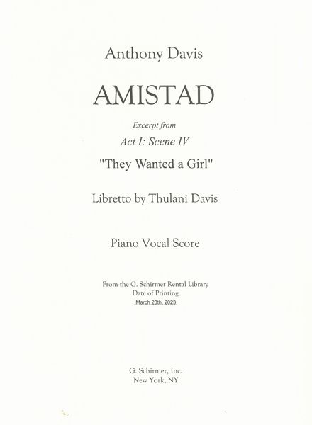 They Wanted A Girl : Excerpt From Amistad.