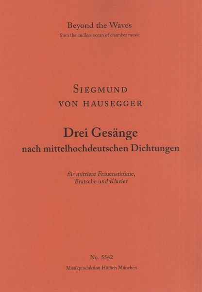 Drei Gesänge Nach Mittelhochdeutschen Dichtung : Für Eine Mittlere Frauenstimme, Bratche & Klavier.