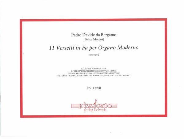 11 Versetti In Fa Per Organo Moderno, Cfmp.R 1394.