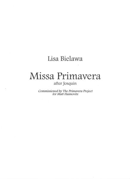 Missa Primavera, After Josquin : For Solo Cello.