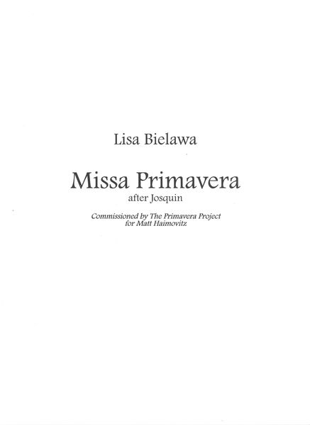 Missa Primavera, After Josquin : For Solo Cello.