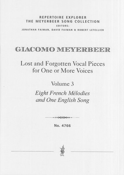 Lost and Forgotten Vocal Pieces For One Or More Voices, Vol. 3.